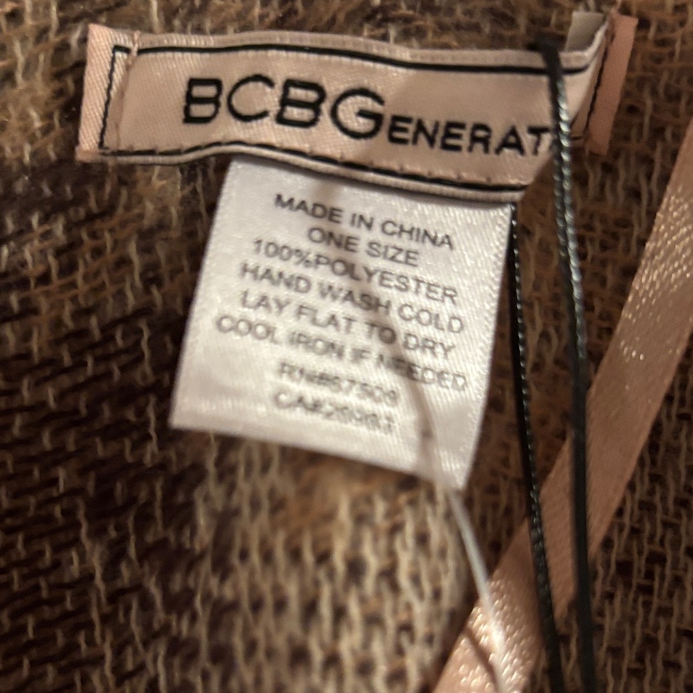 BCBGeneration Tan and Brown Patterned Poncho NWT - image 3